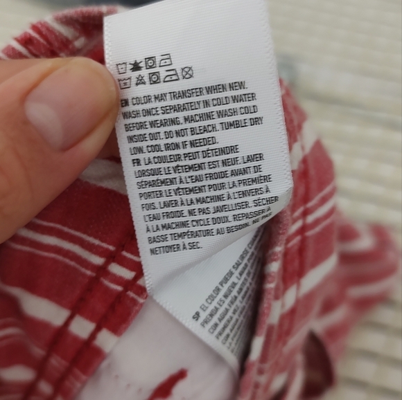 American Eagle Red Striped Linen Shorts Belted - Picture 10 of 10